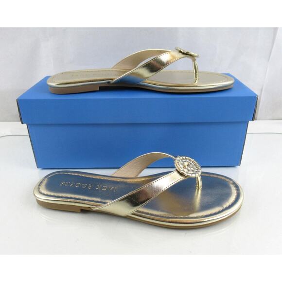 Jack Rogers Rowan Flip Flop Thong Toe Sandal Rondelle Ornament Platinum - Picture 3 of 6